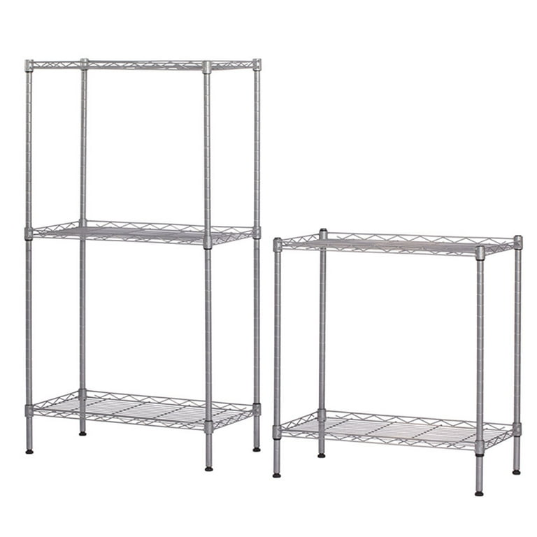 Muscle rack 5 tier wire online shelving unit with hooks in silver