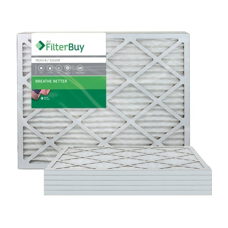 AFB Silver MERV 8 20x25x1 Pleated AC Furnace Air Filter. Pack of 6 Filters. 100% produced in the USA.