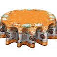 thumbnail image 1 of Thanksgiving Fall Tablecloth Boho - Orange Round Table Cloths 60 Inch Pumpkin Turkey Table Covers for Party Kitchen Farmhouse Picnic, 1 of 7