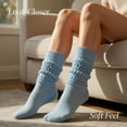 thumbnail image 6 of Women’s Cotton Slouch Socks 3 Pairs, Knee High Scrunch Boot Socks, Extra Long All Season Comfort, Made in USA (3 Pairs Sky Blue), 6 of 17
