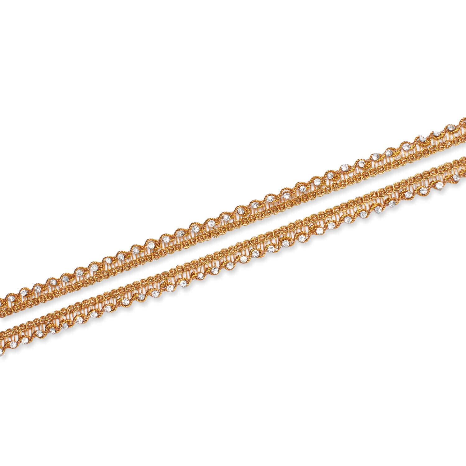 1/2 Inch Glitter Rhinestone Metallic Corded Lace Trim For Sewing, Crafts, Decor, & Upholstery - Gold 1 Pack (9.8 Yards / 9 Meters)