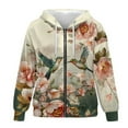 thumbnail image 4 of Renewold Hummingbird Floral Womens Oversized Zip Up Hoodies Fashion Hooded Pullover Jackets Sweatshirts Long Sleeve Y2K Hoodies Fleece Sweaters Hooded Cardigan Fall Winter Clothes, XS, 4 of 7