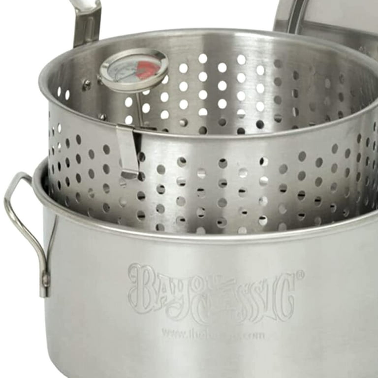 King Kooker 10 Quart Stainless Steel Deep Fryer Pan with Lid and Basket