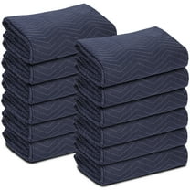 ZENY Moving Blankets 80" x 72" Economy 12 Packs Polyester Shipping Furniture Pads, Blue/Black