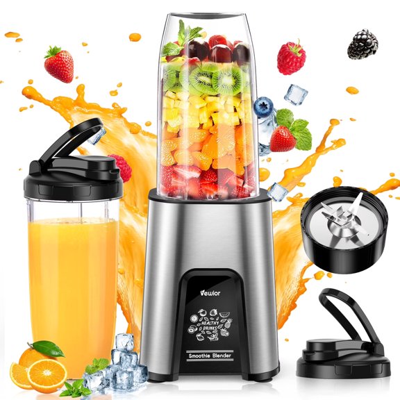 Mélangeur à Smoothie 1000 W pour Shakes et Smoothies, Mélangeurs en Acier Inoxydable pour la Cuisine, Boissons Protéinées, Mélangeur Personnel avec 2 * Gobelets à Smoothie 22 Oz avec Couvercles