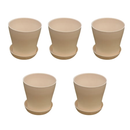 Trayknick 5Pcs Plant Pots Odorless Fall Resistant PP Flower Holder with Base for Outdoor