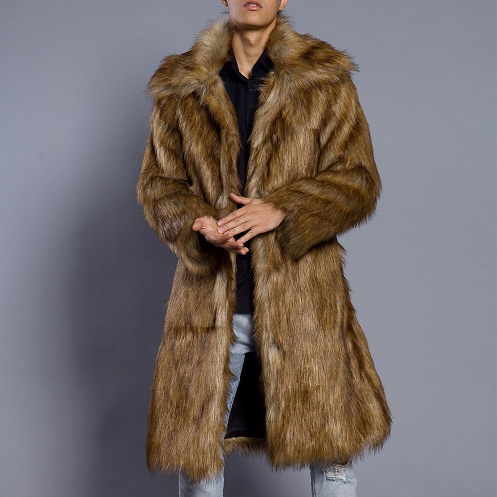 Winter Long Faux Fur Coat Men Thick Warm Fur Coat Long Sleeve Luxury Brand  Designer Men's Clothing Plus Size Business Snowsuits