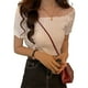 thumbnail image 1 of Sonducket Camiseta de punto Mujer Camiseta de manga corta Cuello cuadrado Camiseta de color sólido delgado Prendas para la parte del cuerpo Blanco s, 1 of 6