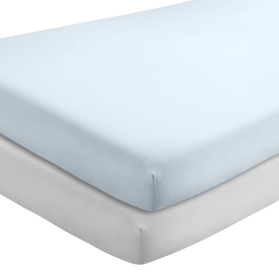 Bare Home 2 Pack Fitted Sheets - Premium 1800 Collection - Ultra Soft - Crib, Sky Blue/Cloud Gray