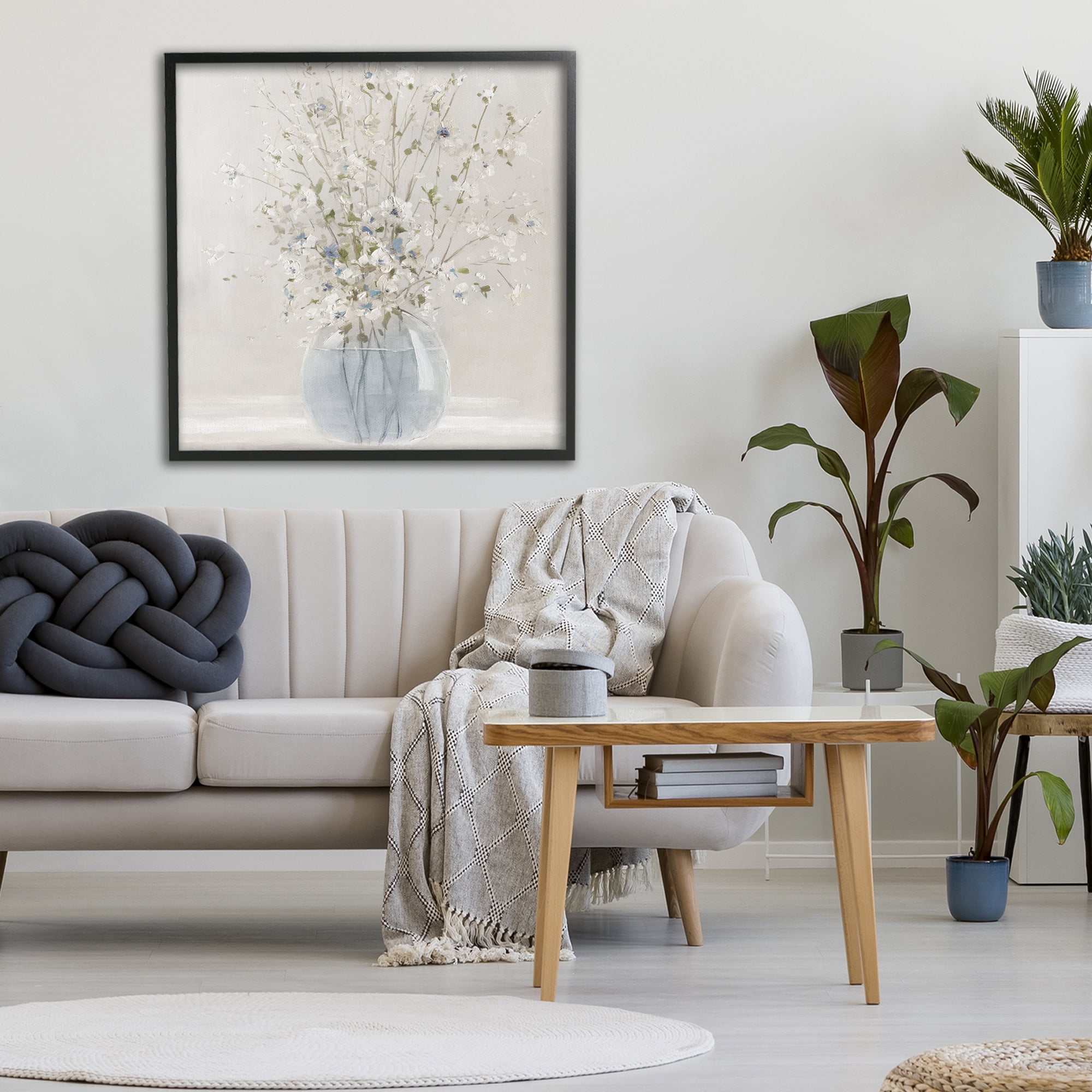 Stupell Industries Serene Glass Vase Bouquet Black Framed Giclee Art, design by Carol Robinson