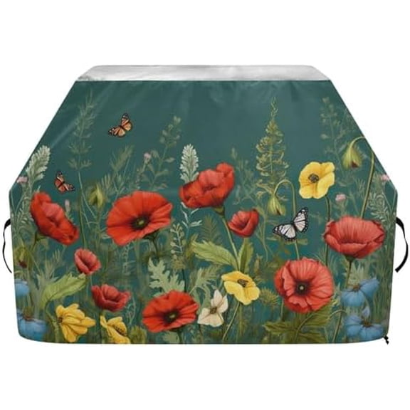 Colorful Flower Grill Cover 65 Inch Heavy Duty Outdoor Barbecue Cover Waterproof BBQ Gas Grill Cover with Adjustable Straps for Most Grills$$Garden & Patio