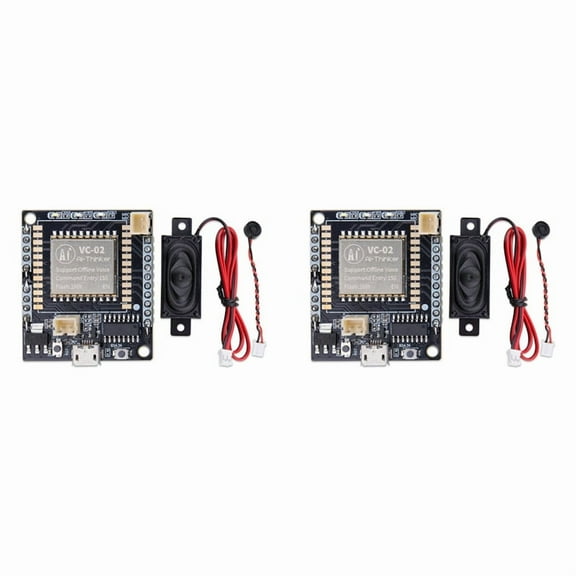 2X AI Voice Recognition Module Kit Intelligent Offline Sound Control Development Board with 2MB Flash for Smart Home,2 x Development Board Kit,Black
