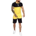 thumbnail image 2 of SOOMLON USA Flag Printed 2-Pieces Outfits for Mens 4th of July Independence Day Tracksuits Summer T-Shirts and Shorts Sets Sweatsuit Stripe Shirt Shorts Sport Sets Lapel Short Sleeve Yellow XL, 2 of 9