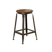 Steve Silver Adele 24"H Metal Counter Stool in Brown Birch Veneer (Set of 2)