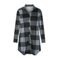 thumbnail image 4 of UPPADA Womens Long Plaid Shacket Brushed Flannel Jacket Casual Fashion Lapel Button Down Shirts Long Sleeve Plaid Trench Coats with Pockets,Long Flannel Shacket Women,M, 4 of 5