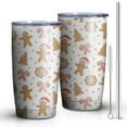 thumbnail image 2 of 20oz Tumblers White Christmas Gingerbread Man Pattern Stainless Steel Vacuum Insulated Double Wall Travel Tumbler Cups Mug with Lid and Straw,Cleaning Brush for Cold & Hot Drinks, 2 of 7