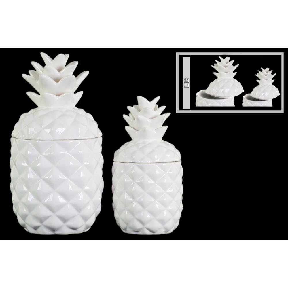 Ceramic 108 oz. Pineapple Canister with Glossy Finish, Set of Two