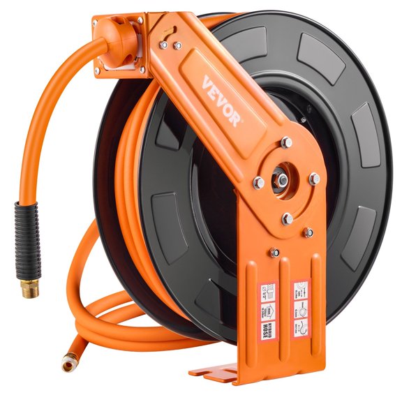 50 FT Retractable Air Hose Reel – 1/2 Inch Hybrid Air Hose Reel with 300 PSI Max Pressure, Heavy Duty for Garage & Workshop