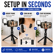 Acuvar Vlogging Kit For iPhone With Wireless Microphone, LED Light And Tripod, Phone Video Recording Kit With Remote And Case