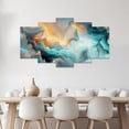 thumbnail image 3 of ZHONGYUTONG Teal Abstract Wall Art 5 Pieces Turquoise Wall Canvas Pictures Prints Modern Abstract Home Wall Decor for Living Room Bedroom Office Framed (8x14inx2pcs 8x18inx2pcs 8x22inx1pcs), 3 of 5