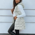 thumbnail image 4 of Long Puffer Vest Women, Yigetop Puffer Vest Women Quilted Padded Warm Coat Outwear Button Down Zip Up Sleeveless Vests Fall Winter Hooded Jackets Puffer Vest Women Grey, L, 4 of 9