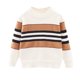 thumbnail image 1 of Gibobby Camisas De Vestir Suéter de manga larga para niños, suéter de punto con cuello redondo, suéter a rayas, sudaderas(Blanco, 18-24 Meses), 1 of 5