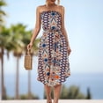 thumbnail image 3 of Gibobby Vestidos para Mujer Vestido largo informal de playa con estampado de estilo étnico para mujer(Azul,XL), 3 of 5