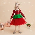 thumbnail image 4 of SuTry Girls Christmas Dress Exquisite Sequined Long Sleeved Doll Collar Leaf Makeup Mesh Dress Holiday Party Performance for Kids 4-9 Years(Red#1,8 Years), 4 of 9