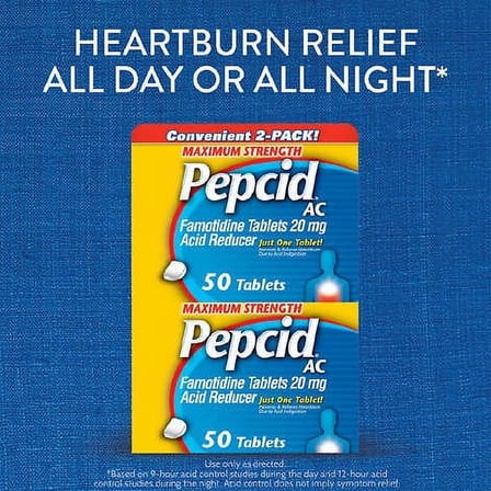 Pepcid AC Acid Reducer Maximum Strength 50 Tablets - (Pack of 2)