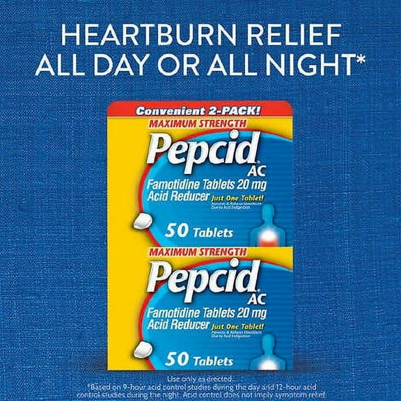Pepcid AC Acid Reducer Maximum Strength 50 Tablets - (Pack of 2)