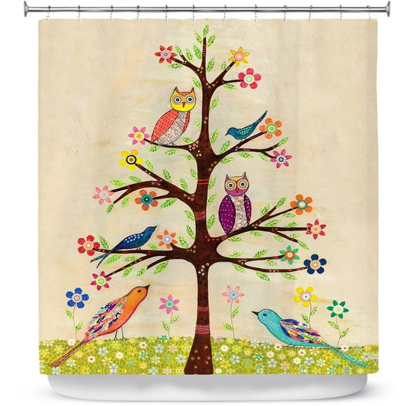 Shower Curtains 70" x 93" from DiaNoche Designs by Sascalia - Owl Bird Tree II