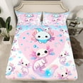 thumbnail image 3 of Feelyou Kawaii Axolotl Teens Twin Sheet Sets, Pink Blue Dreamy Animal Twin Fitted Sheet, Cartoon Love Heart Flat Sheet, Microfiber Bedroom Decor, 3 Pieces, 3 of 8