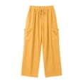 thumbnail image 5 of Atogsazn Womens Wide Leg Cargo Sweatpant Casual Loose Fit Pants Baggy Summer Trouser with Pocket Beach Vacation Outfit Yellow XL Fashion, 5 of 5