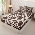 thumbnail image 3 of Manfei Retro Cow Print Zipper Twin Comforter Sets with Fitted Sheet and 2 Pillowcases,Minimalist Animal Pattern Zipper Bedding Set,Beige Cream Brown,Reversible, 3 of 7