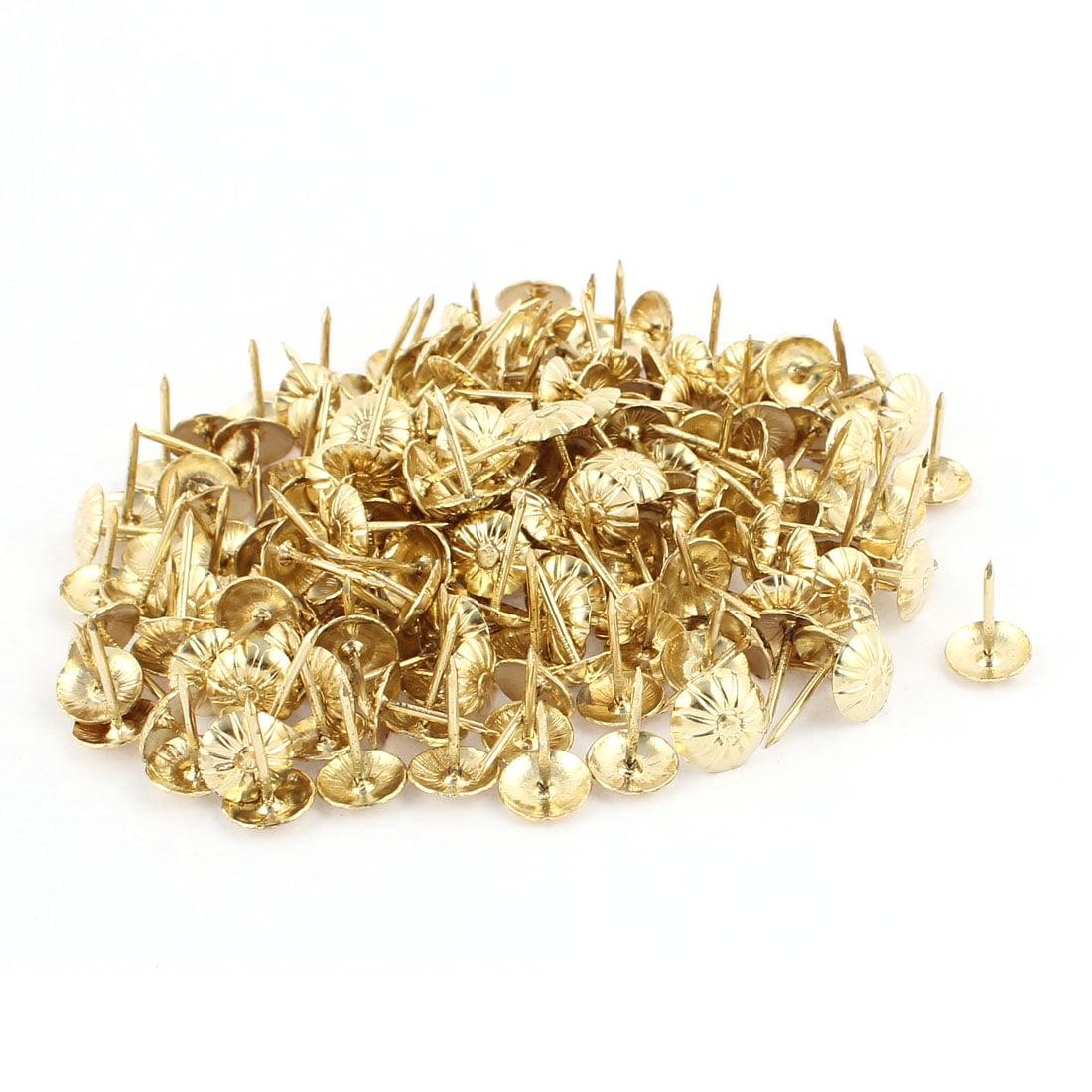 7/16inch Dia Chrysanthemum Nail Pushpin Upholstery Thumb Tack Gold Tone 200pcs