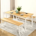 thumbnail image 2 of AWQM Dining Table Set with Two Benches, Kitchen Table Set for 4-6 Persons for Home, Kitchen and Dining Room,Beige, 2 of 6