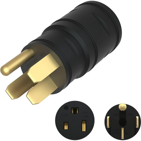 ENERLITES 4 Male Plug to 50 Amp 3 Prong Female Power Adaptor NEMA 14-50P to 6-50R EV Charger Adapter Cord, 50A, 66352, Black
