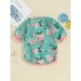 thumbnail image 4 of Biekopu Toddler Girl Swim Cover Up Short Sleeve Open Front Beach Cover-up Floral Swimsuit Cover Up, 4 of 9