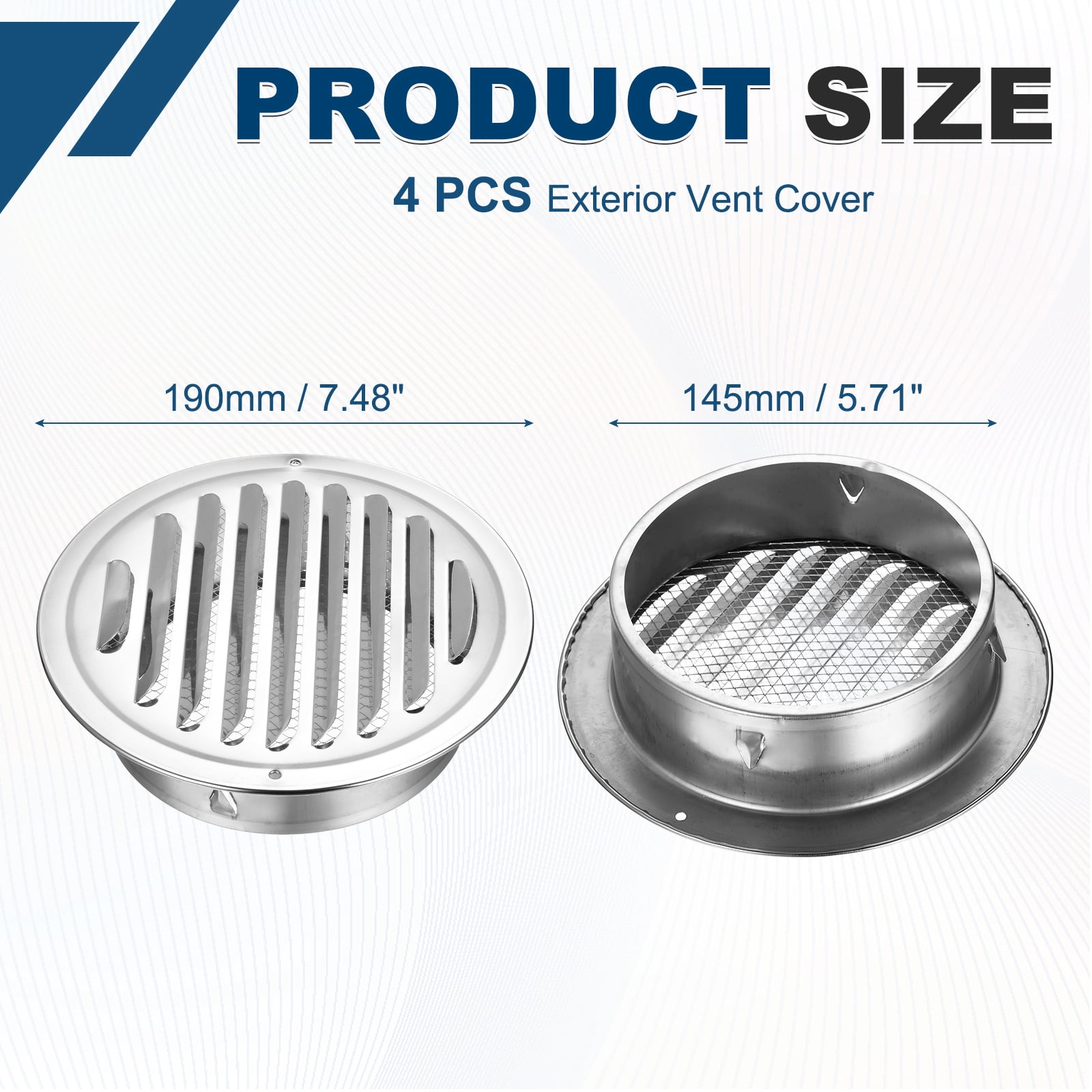Uxcell 4pcs Stainless Steel Soffit Vent 6" Round Louver Grille Cover Air Vent Hood Soffit Exhaust with Screen Mesh for Wall Ceiling Mount Bathroom Garage Attic Ventilation