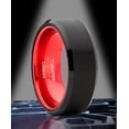 thumbnail image 2 of Metal Masters Black Tungsten Wedding Band Mens Ring Red Interior Beveled Edge Brushed 8mm 8.5, 2 of 6