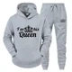 thumbnail image 3 of Chándal con estampado de QUEEN y KING para hombre y mujer, Sudadera con capucha para parejas, ropa deportiva para amantes, conjunto de 2 piezas, 3 of 5