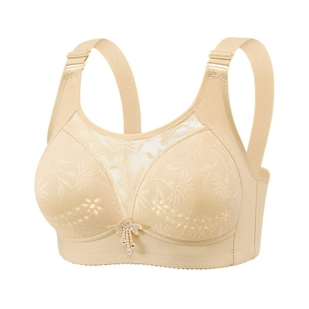 Ousvtion Lace Bras for Women Mesh Seamless Bralette Full Coverage No Underwire Bra Adjustable Strap Bralettes Everyday Underwear Plus Size Clearance Deals  Beige 3X-Large