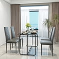 thumbnail image 2 of Resenkos 5-Piece Metal and Glass Indoor Modern Rectangular Dining Table Chairs Furniture Set for Kitchen, Dining Room, Dinette, Breakfast Nook Black, 2 of 9