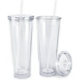 thumbnail image 7 of Clear Plastic Tumbler with Straw and Lid,24oz Double Acrylic Tumbler,Reusable Cold Drink Cup,Double Walled Insulated Iced Coffee Cup,Portable Drinking Cups,for Home Travel Party, 7 of 7