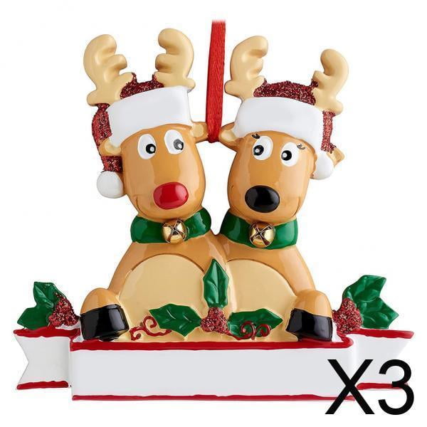 3 Adornos Para árbol De Navidad, Colgante De Familia De Ciervos Y Alces, Decoración Navideña, 2 Renos