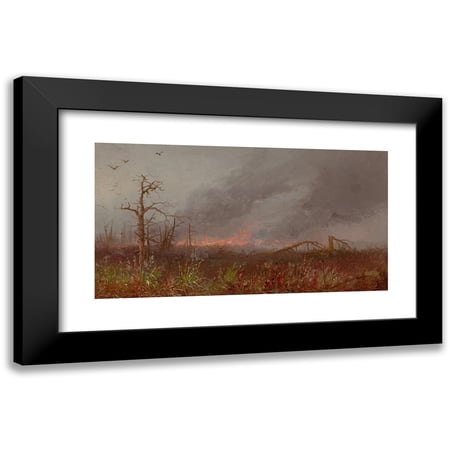 American School 14x9 Black Modern Framed Museum Art Print Titled - Forest Fire (circa 1870-80)