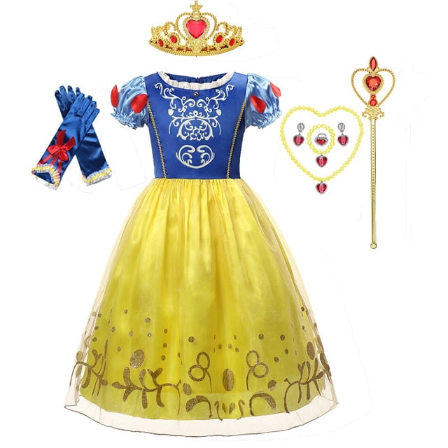 Disney Girl Cenicienta Rapunzel Cosplay vestir Blancanieves Belle Aurora ropa para niños fiesta de cumpleaños vestido princesa disfraz 3T (etiqueta 110) Gao Jinjia LED