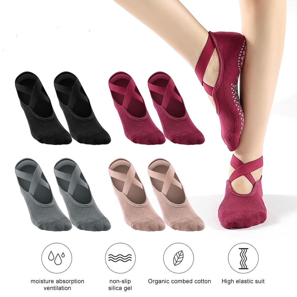 Yoga Socks, 1 Pack Pilates Socks Non Slip Women Slip Grips for Pure
