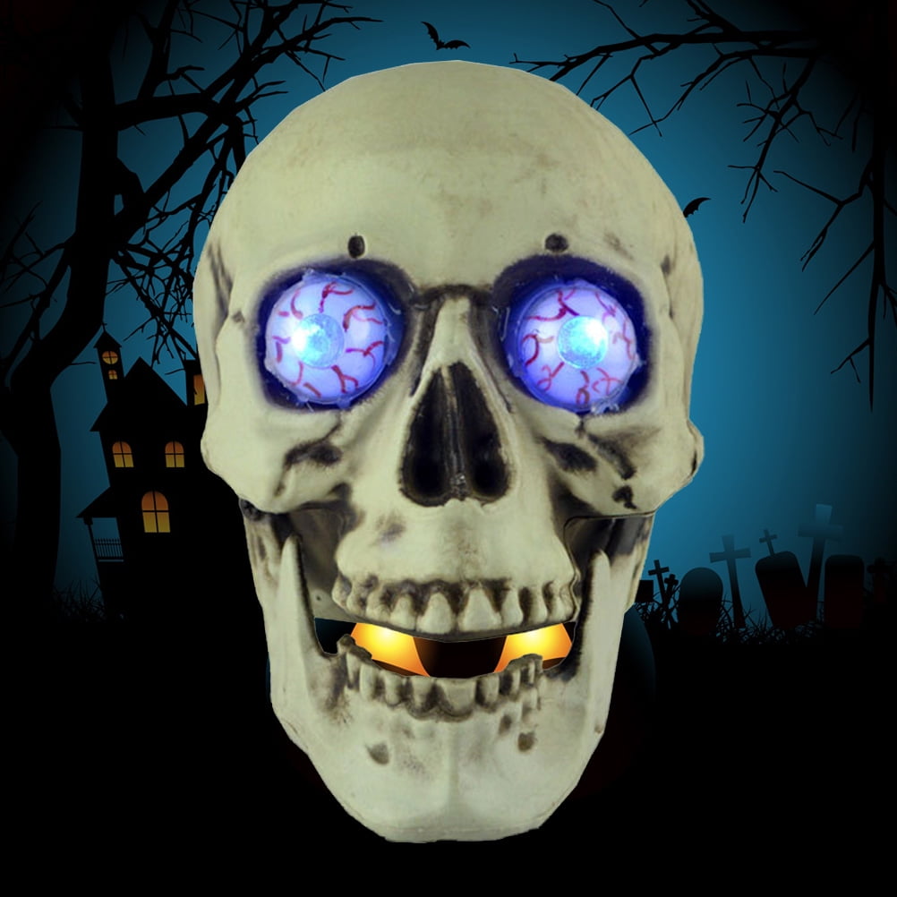 Plastic Skull  Head  Luminous Eyes Decor Halloween  Skeleton  