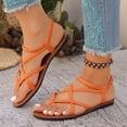 thumbnail image 6 of Sandals Women Dressy Sandals Sandals Women Women's Fashionable Casual Outerwear Versatile Plus Size Round Toe Open Toe Flat Woven Sandals With Elastic Back Orange 40, 6 of 9